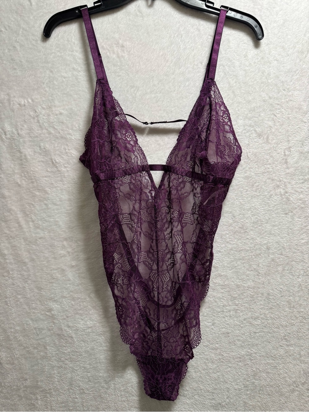 Adore Me Plum Lace Plunge Teddy